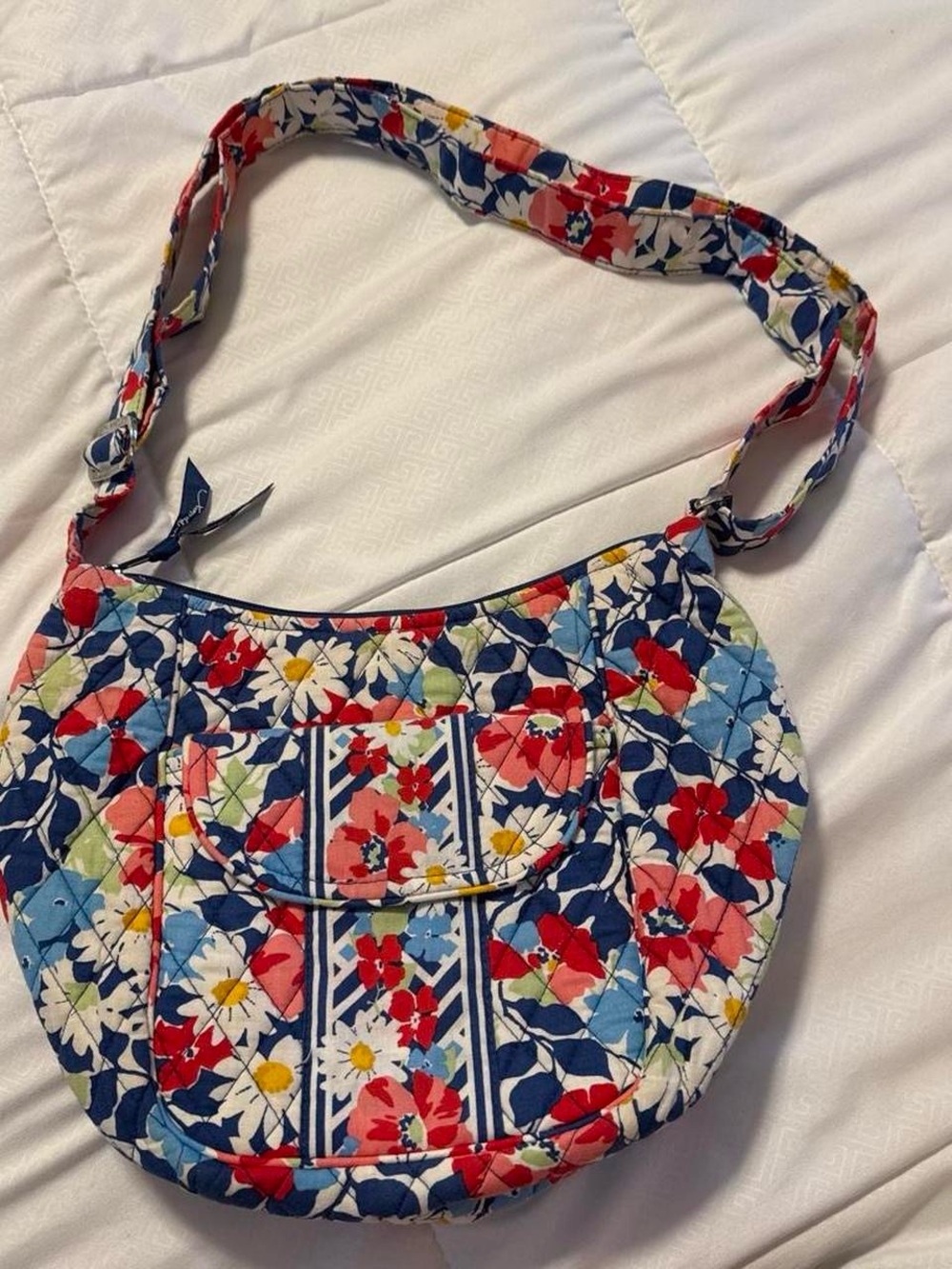 Vera Bradley Floral Quilted Shoulder Bag in Navy, Red, Pink & Yellow